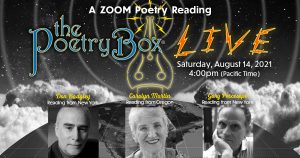 The Poetry Box LIVE graphic for August 2021 show (created by Robert R. Sanders)