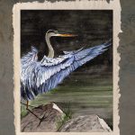 CoverFront-TheCallHome (with painting of Heron taking off from rock by river)
